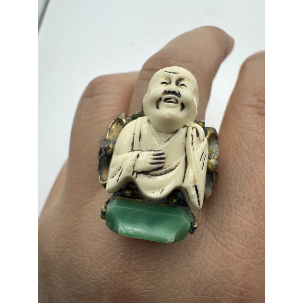 Vintage Unsigned Selro Buddha Ring Size 7